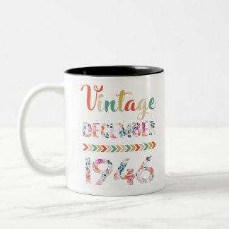 Floral Vintage December 1946 Gifts Two-Tone Coffee Mug