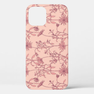 Floral vintage elements, seamless background. iPhone 12 case