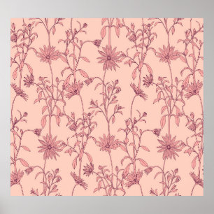 Floral vintage elements, seamless background. poster
