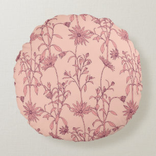 Floral vintage elements, seamless background. round pillow