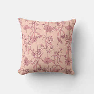 Floral vintage elements, seamless background. throw pillow