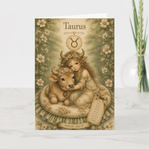 Floral vintage Essence zodiac- Taurus Card
