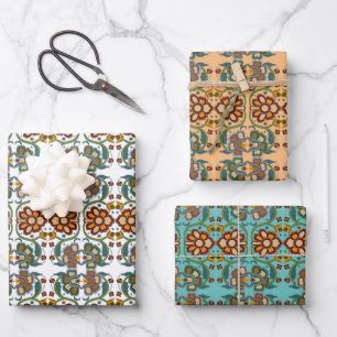 Floral Vintage Estonian Folk Art pattern Wrapping Paper Sheet