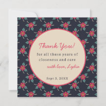 Floral Vintage Flat Thank You Card