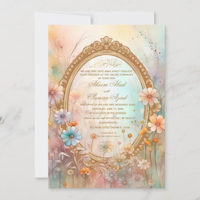 Floral vintage flowers religious wedding invitatio invitation (Front)