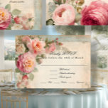 Floral Vintage French Elegant Junk Journal Wedding RSVP Card<br><div class="desc">RSVP RESPONSE CARD WITH MENU CHOICES (SIMPLY ERASE THE TEXT IN THAT TEMPLATE FIELD IF IT ISN'T NEEDED). French floral vintage style flowers and ephemera wedding invitation suite RSVP in dusty French blue, blush pink, cream and sage green. Exquisite Peonies, antique roses and garden picked flowers with distressed and aged...</div>