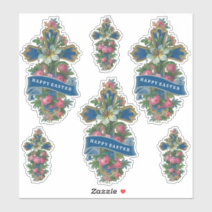 Floral Vintage Happy Easter Cross