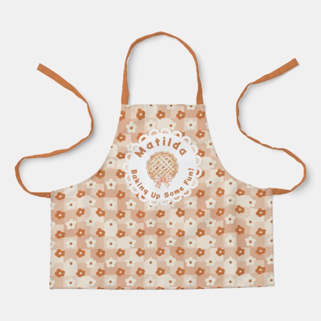 Floral vintage kids baking birthday party apron (Front)