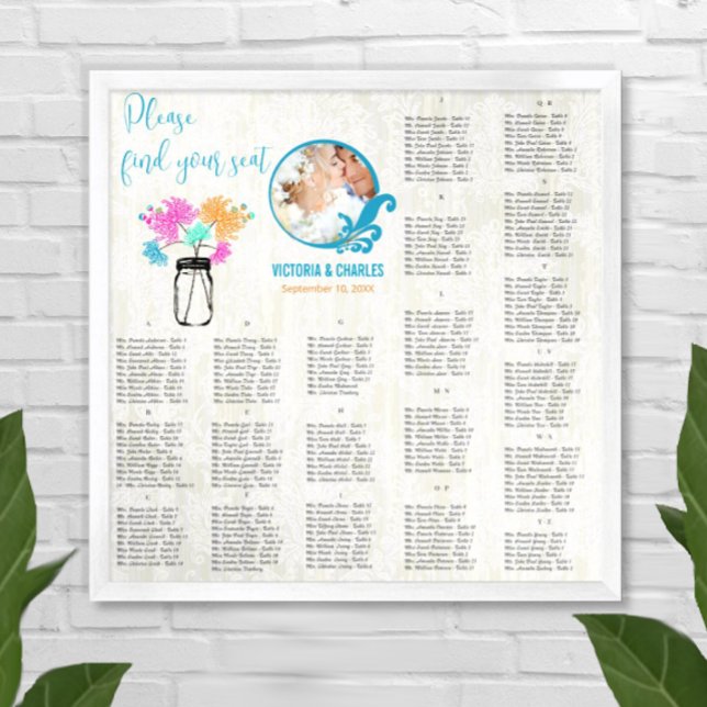 Floral Vintage Modern Mason Jar Seating Chart (Creator Uploaded)