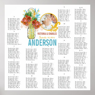 Floral Vintage Modern Mason Jar Seating Chart