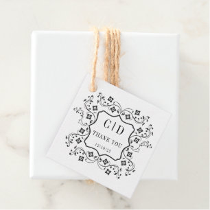 Floral Vintage Monogram Wedding Favour Favour Tags