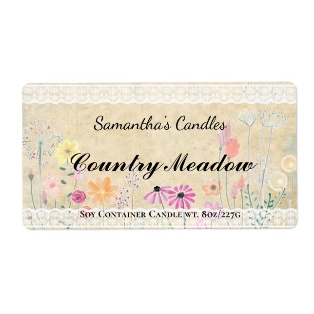 Floral Vintage Parchment Candle Label Template (Front)
