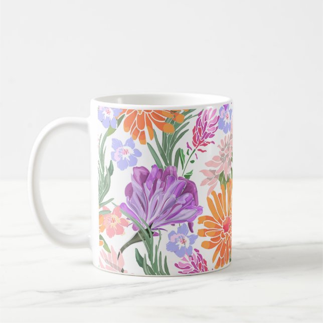 Floral vintage pattern, colourful flowers. coffee mug (Left)