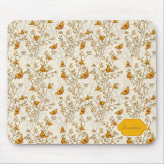 Floral Vintage Pattern with Butterflies Mouse Pad