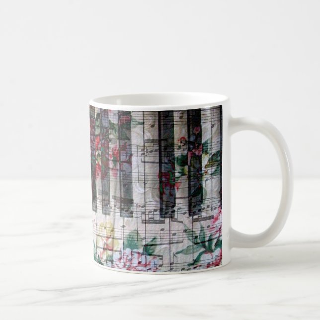 floral vintage pianist keyboard music coffee mug (Right)