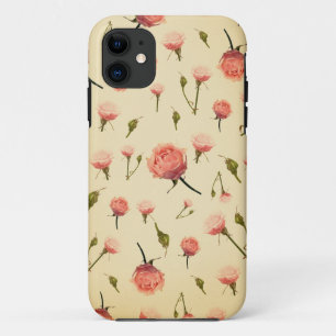 Floral vintage pink girly offwhite 1920s art deco iPhone 11 case