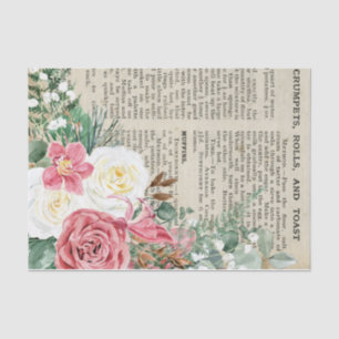 Floral Vintage Recipe decoupage Tissue Paper