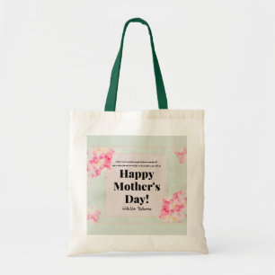 Floral Vintage Retro Cute Pink Green Mothers Day Tote Bag