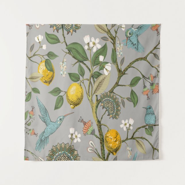Floral Vintage seamless pattern. Botanical wallpap Tapestry (Front)