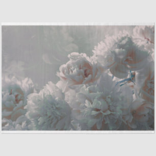 Floral Vintage Silver Peonies Decoupage Tissue Paper