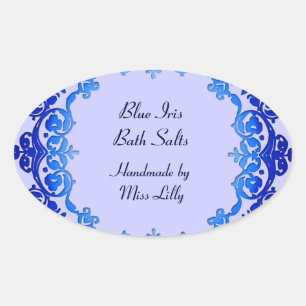 Floral Vintage Soap or Canning Labels Blue