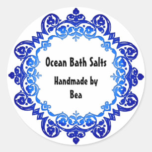 Floral Vintage Soap or Canning Labels Blue