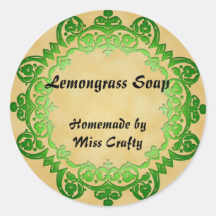 Floral Vintage Soap or Canning Labels Green