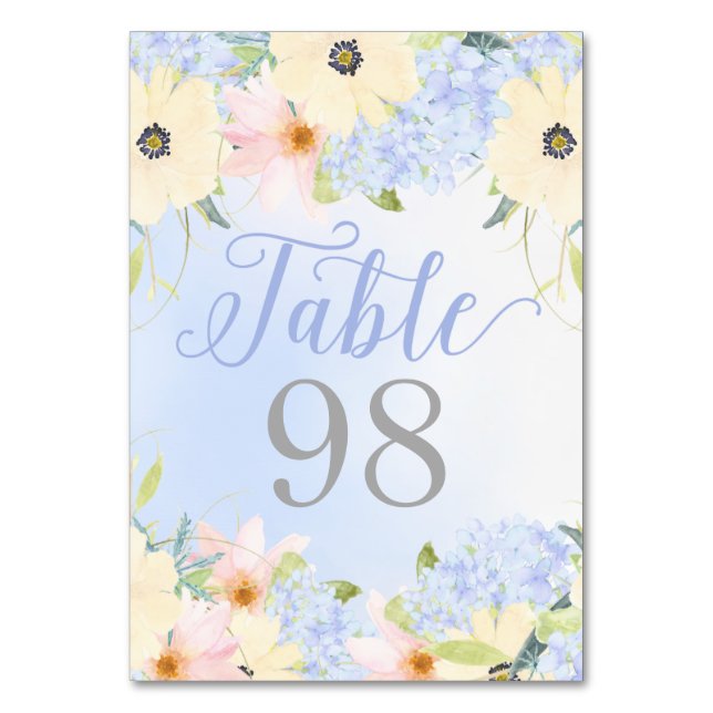 Floral Vintage Spring Custom Wedding Table Number (Front)