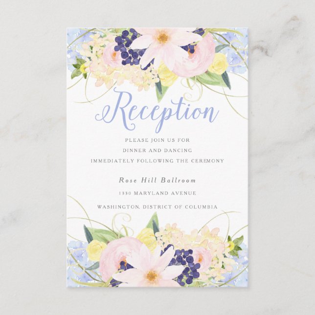 Floral Vintage Spring Wedding Reception Enclosure Card (Front)