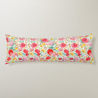 Floral Vintage Style Flowers and Meadow Grass Body Pillow