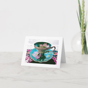 Floral Vintage Tea Cup Blank Card, Get Well Card