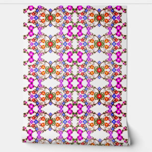 Floral Vintage Tile Ornaments Pattern Wallpaper