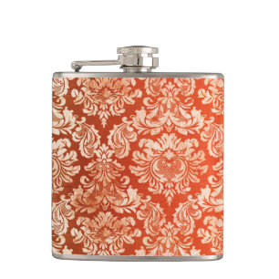 Floral vintage wallpaper background hip flask