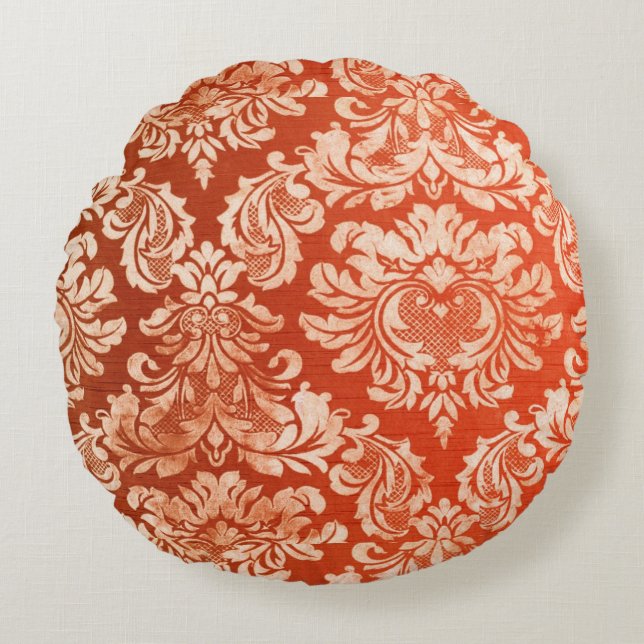 Floral vintage wallpaper background round pillow (Front)
