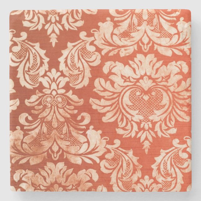 Floral vintage wallpaper background stone coaster (Front)