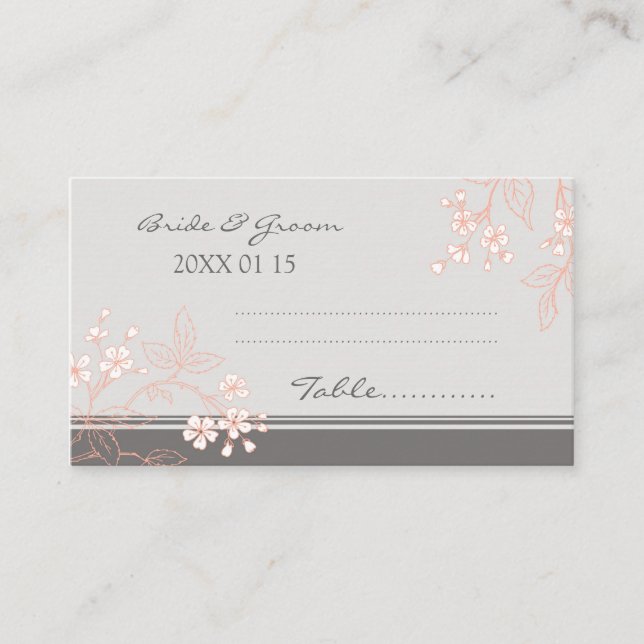 Floral Vintage Wedding Table Place Setting Cards (Front)