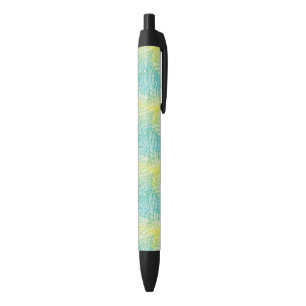 Floral Vintage Yellow And Blue Gradient Black Ink Pen