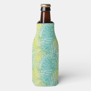 Floral Vintage Yellow And Blue Gradient Bottle Cooler