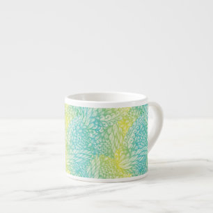 Floral Vintage Yellow And Blue Gradient Espresso Cup