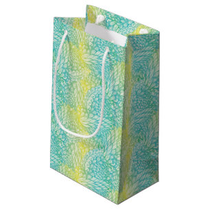 Floral Vintage Yellow And Blue Gradient Small Gift Bag