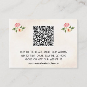 Floral Vinyl Record QR Code Wedding Enclosure Card