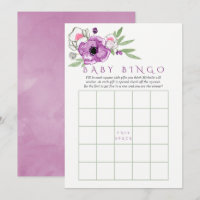 Floral Violet and Sage Baby Shower Baby Bingo