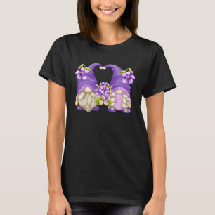 Floral Violet Flower Gnome For Women Summer Spring T-Shirt