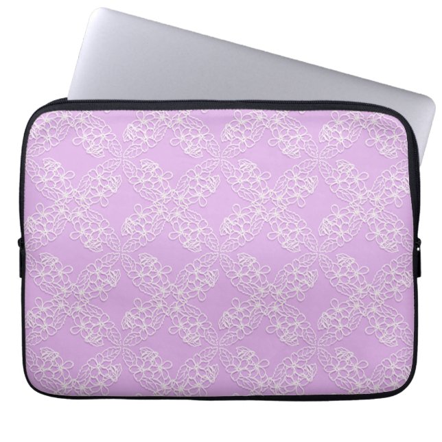 floral violet lace pattern laptop sleeve (Front)
