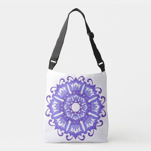 Floral violet mandala. crossbody bag (Front)