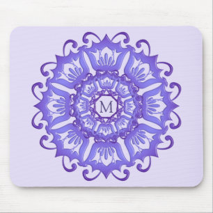 Floral violet mandala. Monogram. Mouse Pad