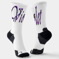 Floral Violet Name, Crew Socks