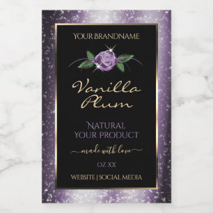 Floral violet noir produit Étiquettes Parties scin