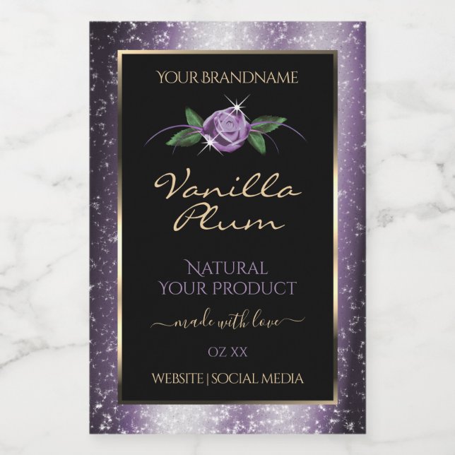 Floral violet noir produit Étiquettes Parties scin (Étiquettes simples)