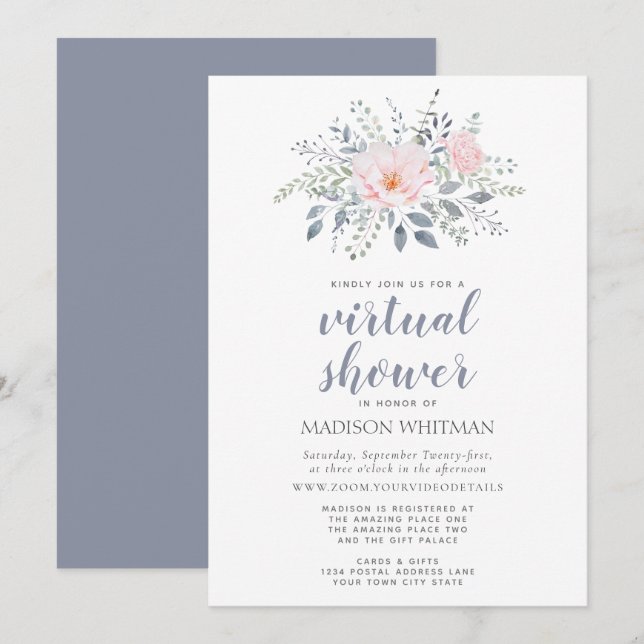 Floral Virtual Shower Invitation (Front/Back)